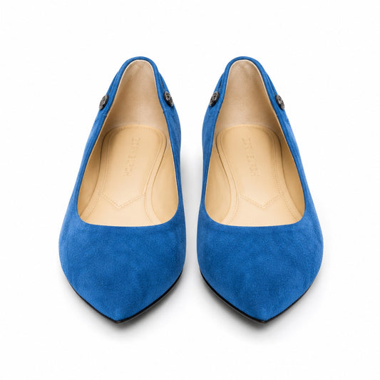 NWT 100% Genuine Leather Enzo Angiolini Eashiana Blue Suede Ballet Flats Size 8.5 M
