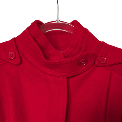 Vintage Red 100% Wool Cape with Detachable Hood and  Funnel Collar