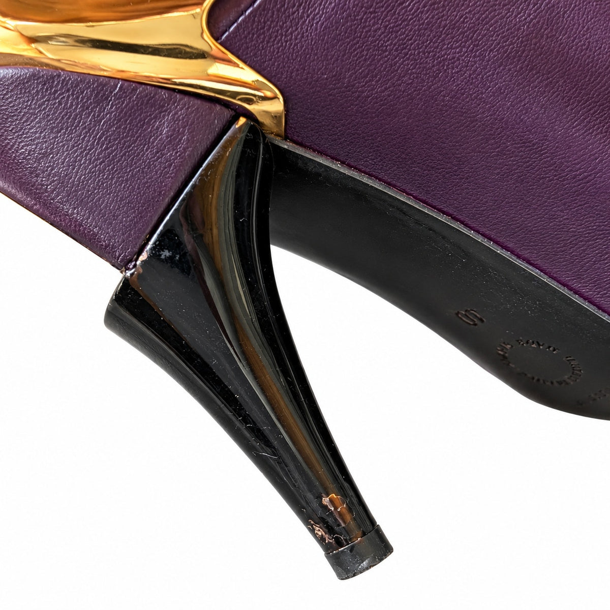 Vintage Purple Genuine Leather Slouch Ankle Boots Gold Toe Cap Wrap Tie EU 40