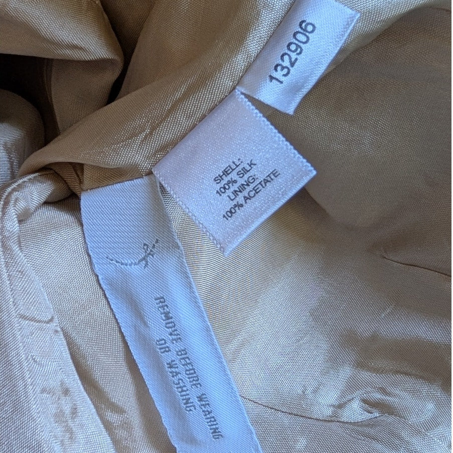 100% Silk Luxurious Ann Taylor Cream Brocade Paisley Pants  Size 2