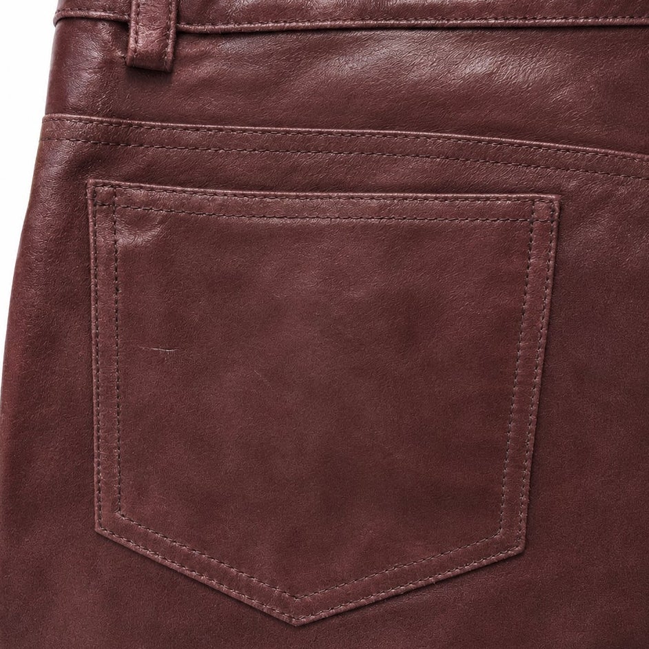 Wilsons Maxima Burgundy Genuine Leather Pants Bootcut 5 Pocket Size 12 NWT
