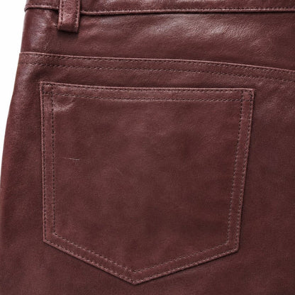 Wilsons Maxima Burgundy Genuine Leather Pants Bootcut 5 Pocket Size 12 NWT