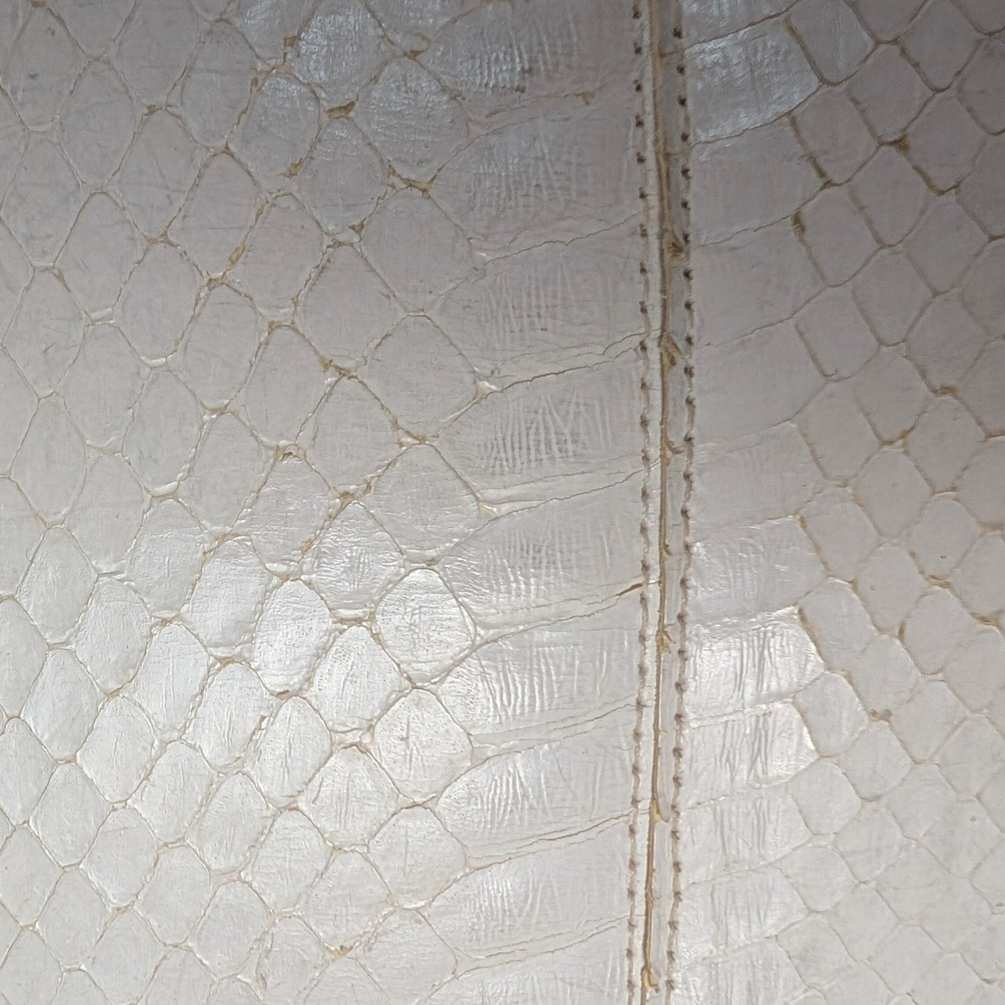 100% Genuine Snake Skin Vintage Clutch Made in England White Gold Leather Lined Evening Bag