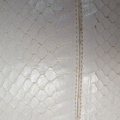 100% Genuine Snake Skin Vintage Clutch Made in England White Gold Leather Lined Evening Bag