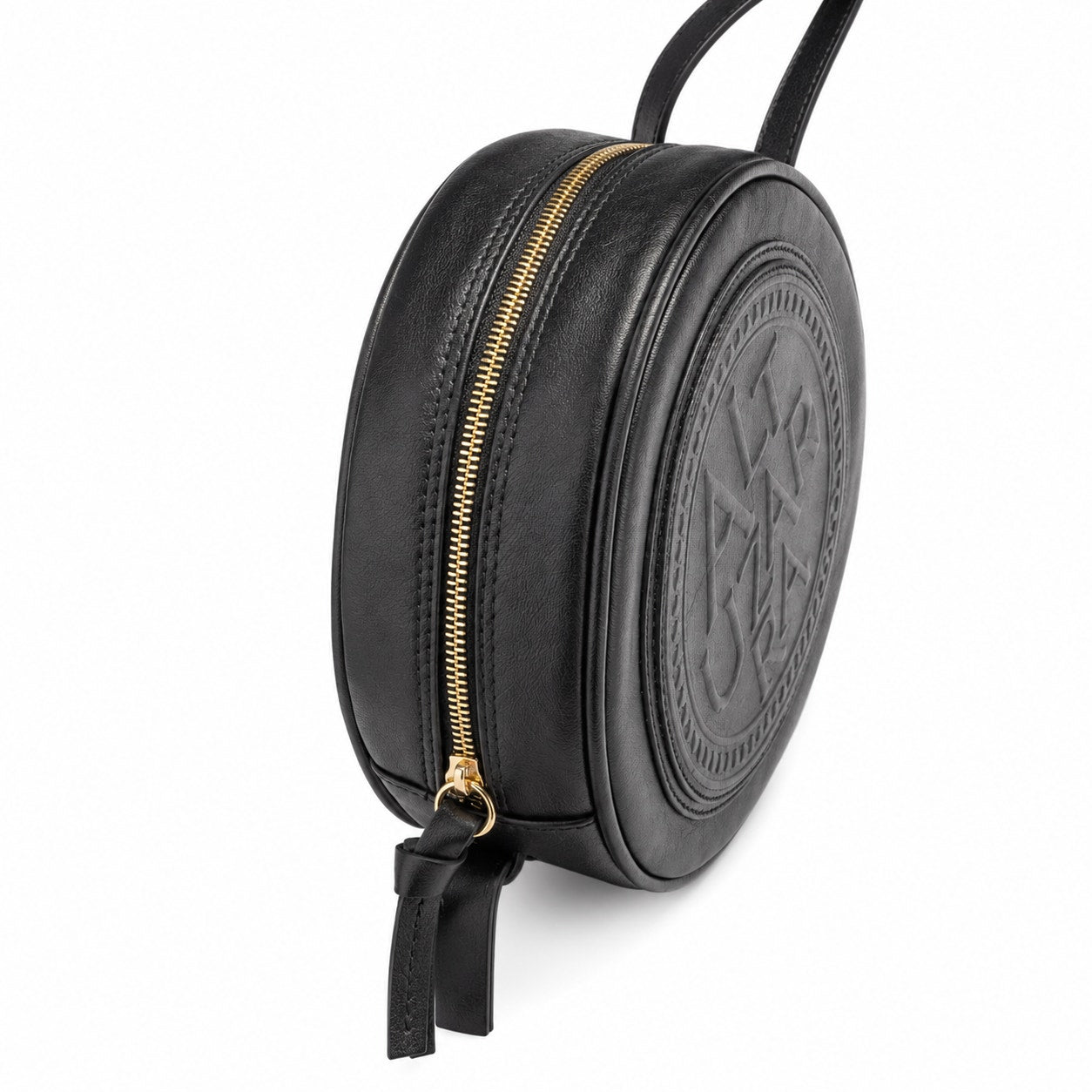 Altuzarra Medallion Coin Crossbody Bag Black Genuine Leather Embossed Logo