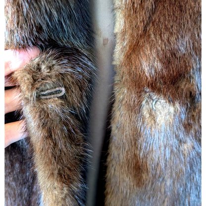 Vintage The Evans Genuine Mink Fur Jacket Brown Notched Collar Mid Length