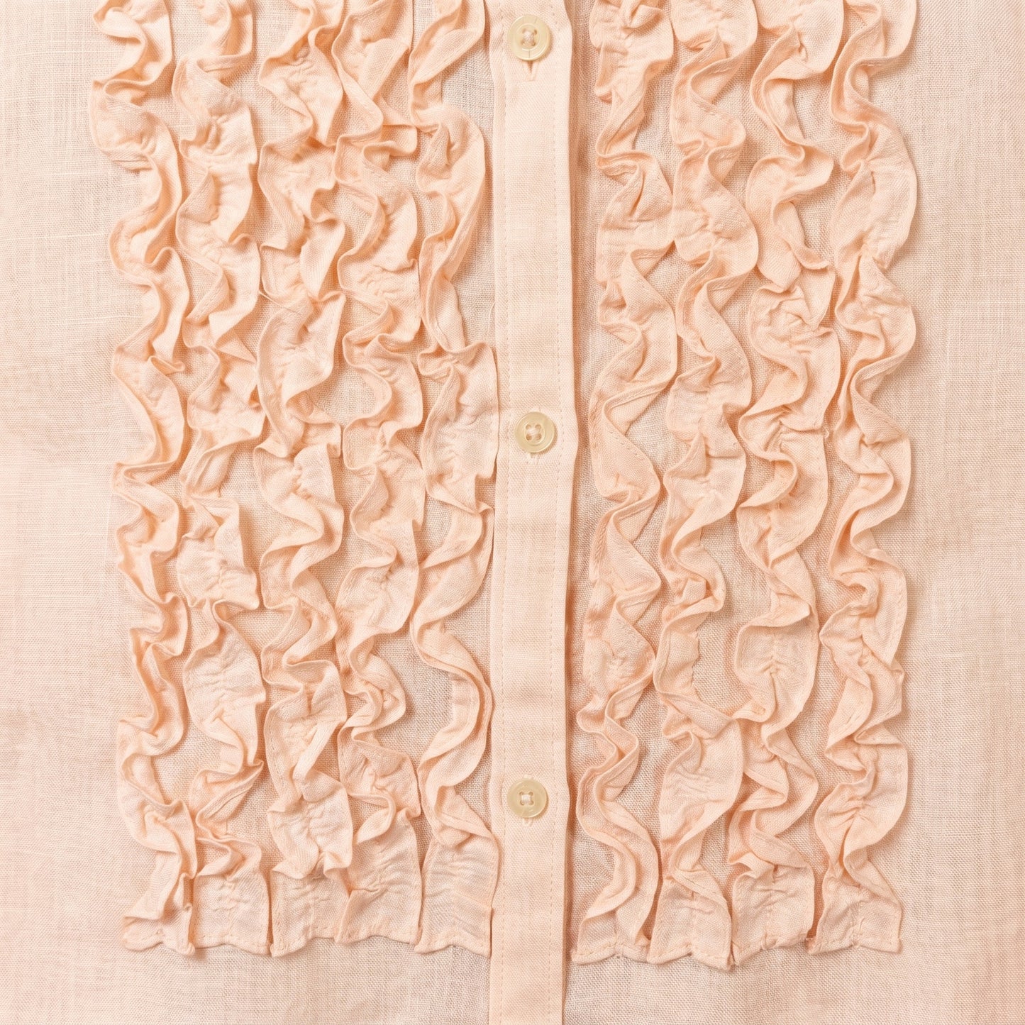 100% Linen Lauren Ralph Lauren M Blush Peach Ruffle-Front Shirt