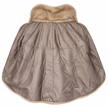 Vintage I. Magnin Genuine Mink Fur Capelet Jacket Cool Beige