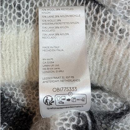 Maeve Anthropologie Black and White Striped Open Knit Wool Blend Sweater, Size S