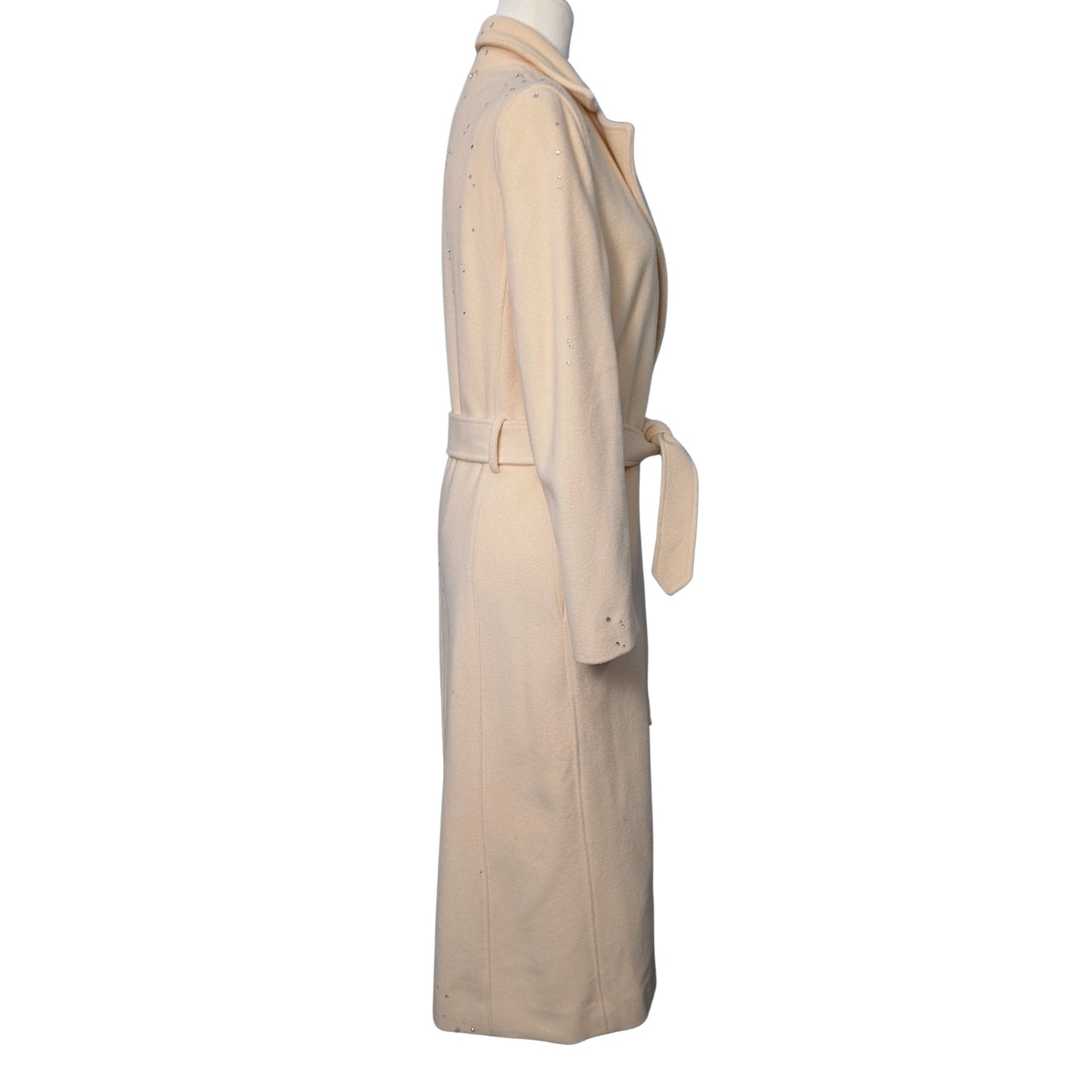 Ralph Lauren Cream Wool Wrap Coat with Austrian Crystal Embellishment