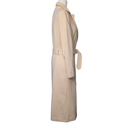 Ralph Lauren Cream Wool Wrap Coat with Austrian Crystal Embellishment