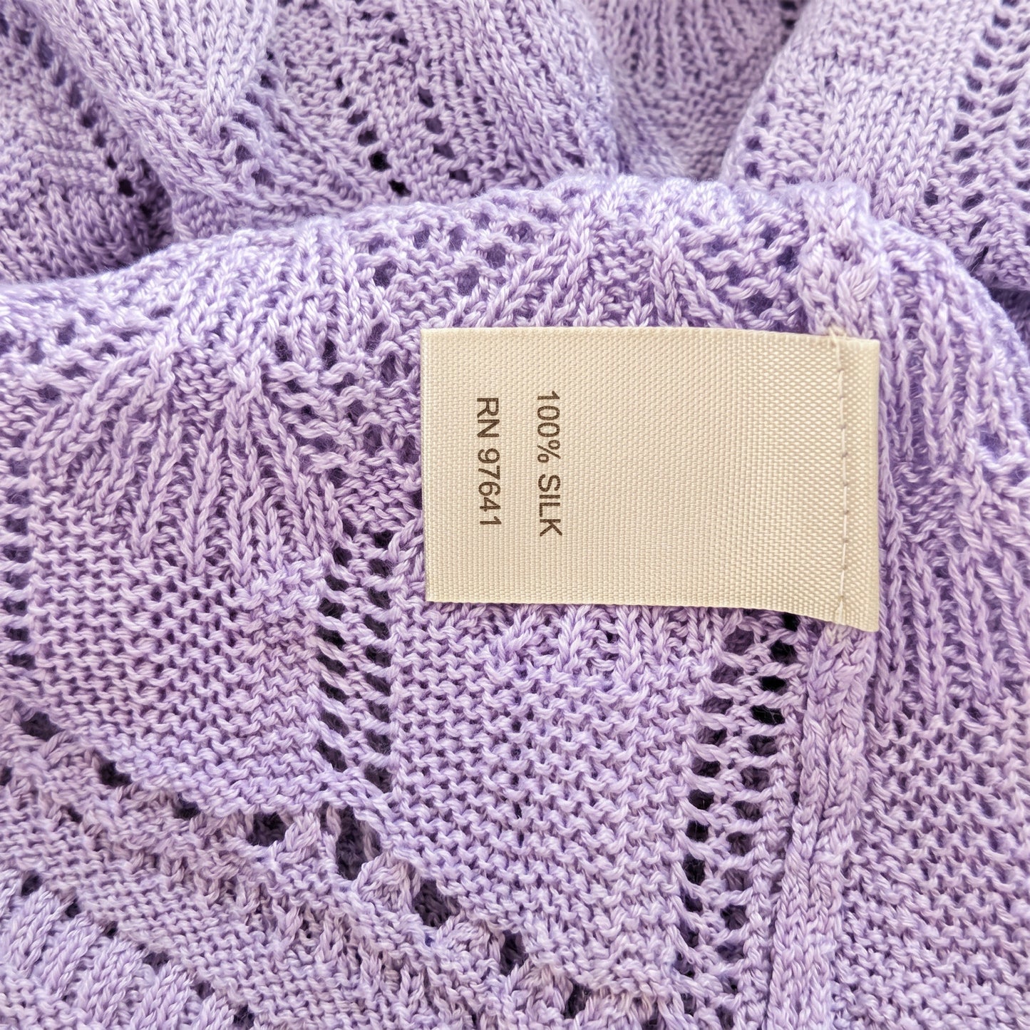 NWT 100% Silk Crochet J. Jill Lavender Lace Silk Open-Front Duster Cardigan |