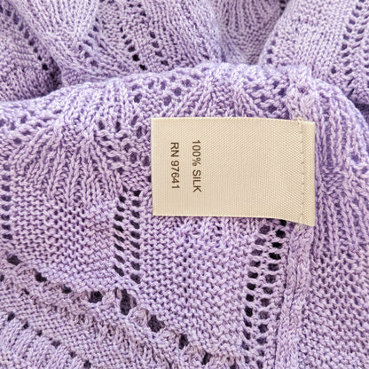 NWT 100% Silk Crochet J. Jill Lavender Lace Silk Open-Front Duster Cardigan |