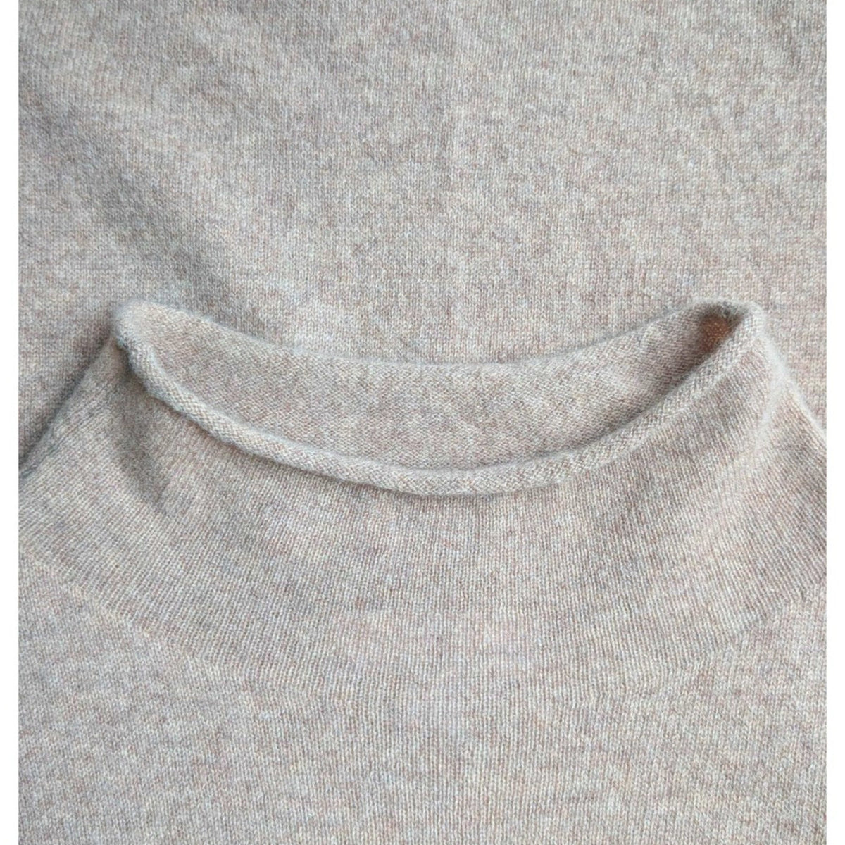 Magaschoni 100% Cashmere Mock Neck Sweater Dress, Taupe Beige, Size XL