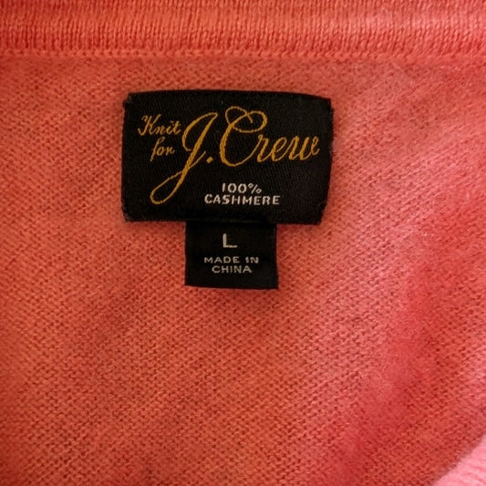 J.Crew Men's 100% Cashmere Short Sleeve Polo Sweater, Salmon Coral, Size L