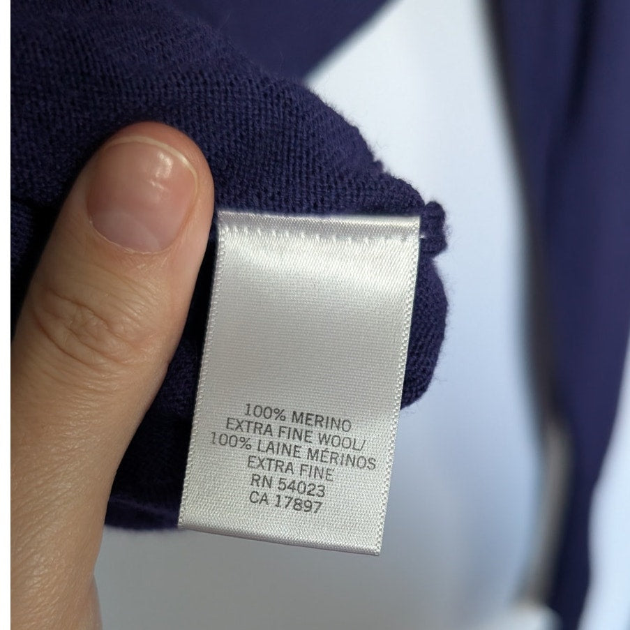 Banana Republic 100% Extra Fine Merino Wool V-Neck Sweater, Purple, Size S