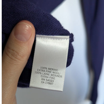 Banana Republic 100% Extra Fine Merino Wool V-Neck Sweater, Purple, Size S