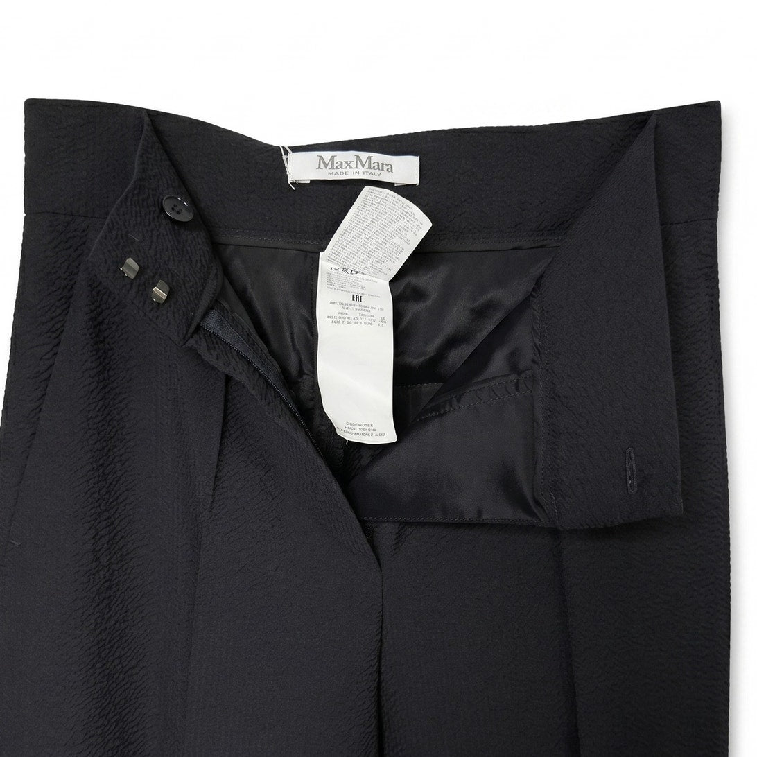 NWT 96% Wool Max Mara Cervo Navy Wide Leg Trousers Size US4