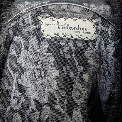 Vintage Handmade 100% Cashmere Cardigan Genuine Detachable Mink Collar Black Brown