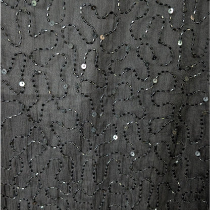 100% Silk Embellished Cocktail Evening Dress JMD New York Black Silk Beaded Midi Dress Size L