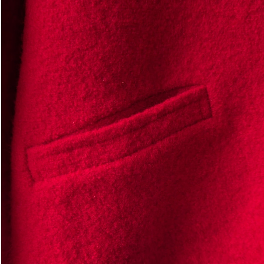 Vintage Lisa International Red 100% Boiled Wool Zip Cardigan Jacket, Size L