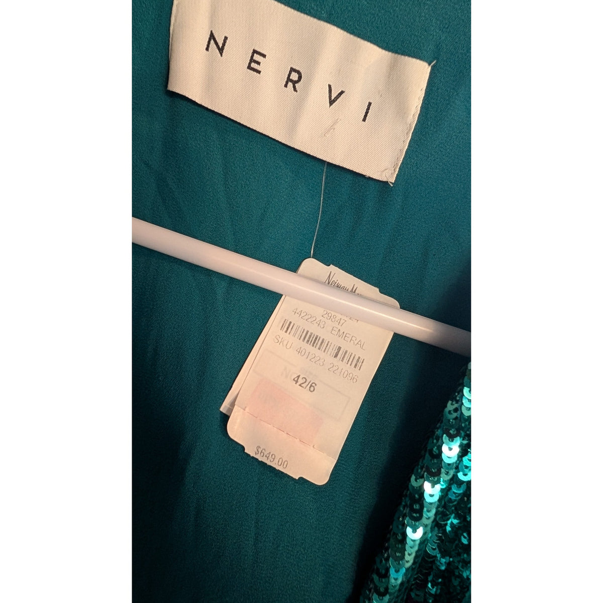 NWT Nervi Pami Dress — Sequin & Ostrich Feather Cuffs — IT 44 / US 8
