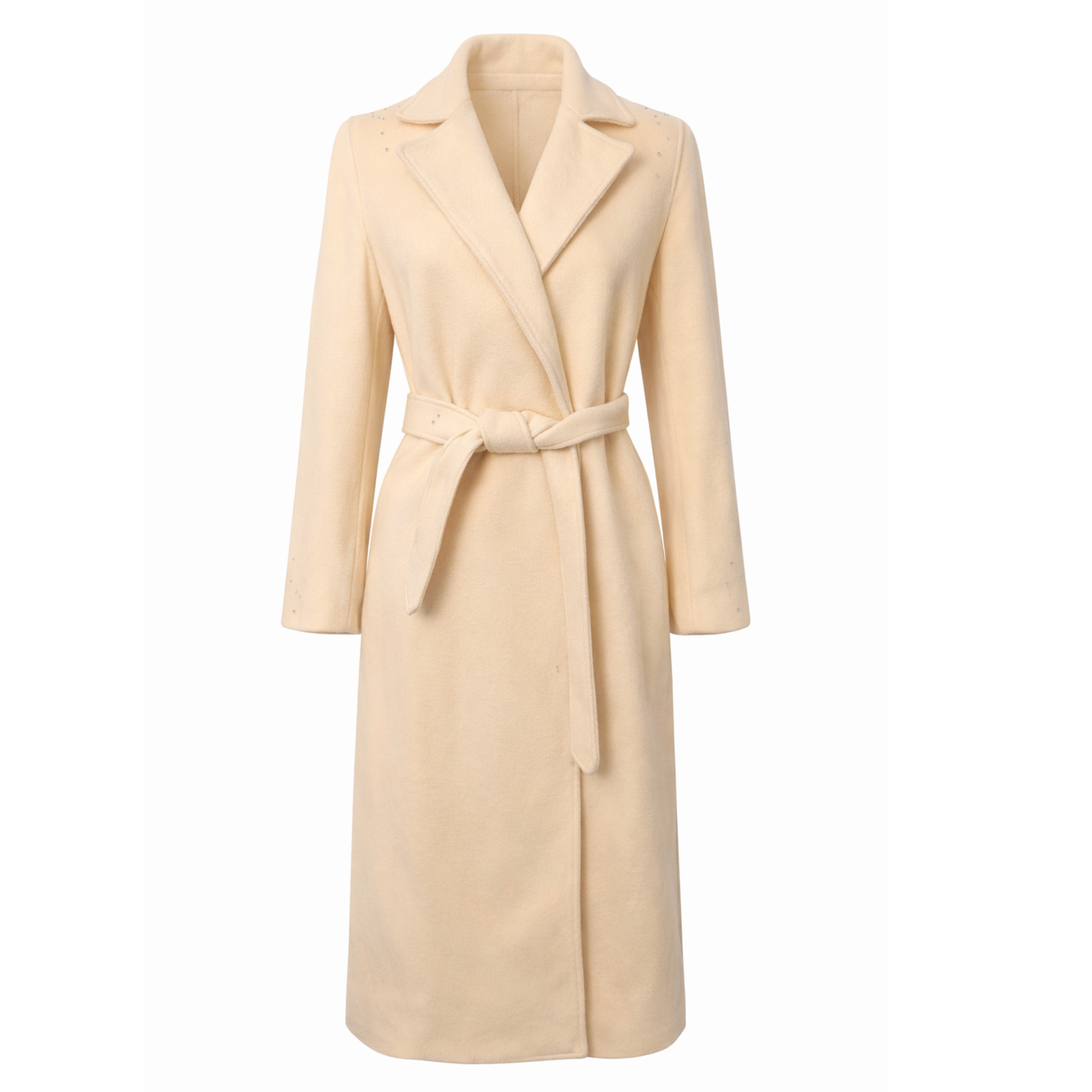 Ralph Lauren Cream Wool Wrap Coat with Austrian Crystal Embellishment