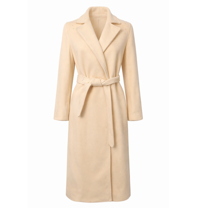 Ralph Lauren Cream Wool Wrap Coat with Austrian Crystal Embellishment