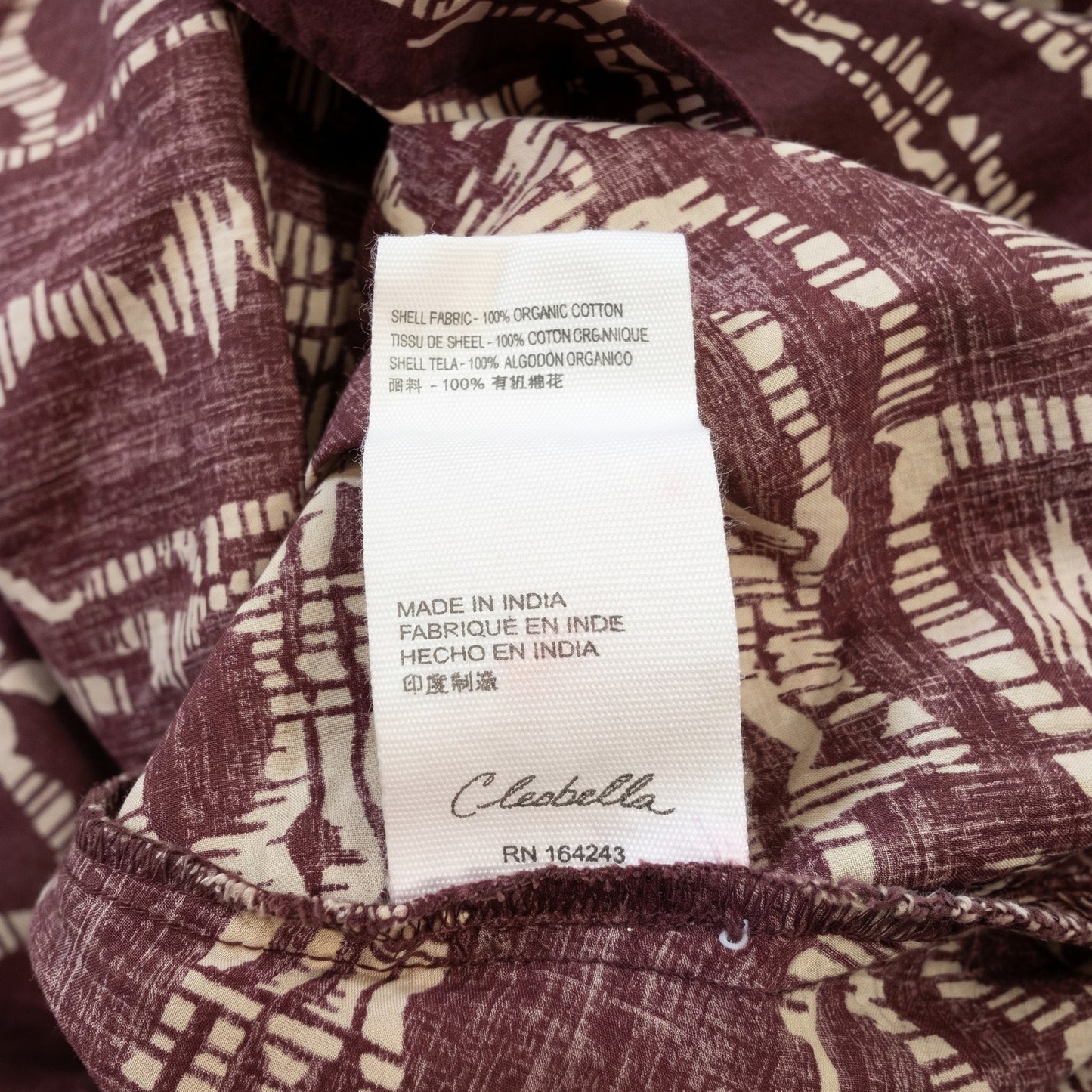 100% Cotton Cleobella Burgundy Abstract Print Halter Midi Dress | Tiered Ruffles