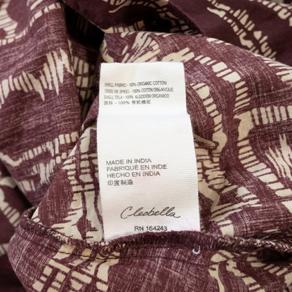 100% Cotton Cleobella Burgundy Abstract Print Halter Midi Dress | Tiered Ruffles