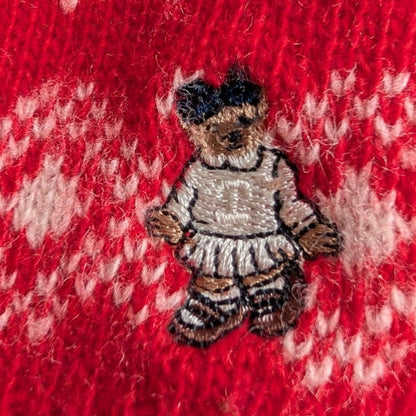 Teenie Weenie Red Fair Isle Snowflake Wool Blend Henley Sweater, Size S