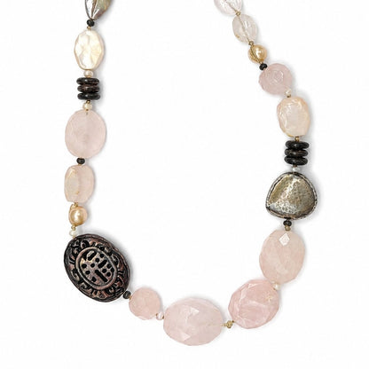Silpada Peyote Bird Rose Quartz Gemstone Necklace N1819 Sterling Silver