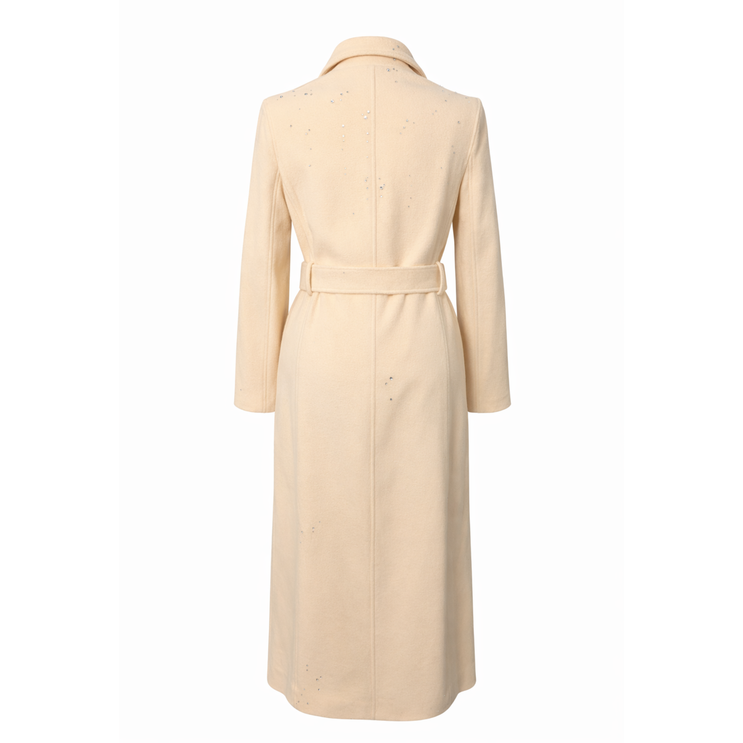 Ralph Lauren Cream Wool Wrap Coat with Austrian Crystal Embellishment