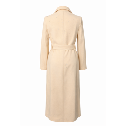 Ralph Lauren Cream Wool Wrap Coat with Austrian Crystal Embellishment