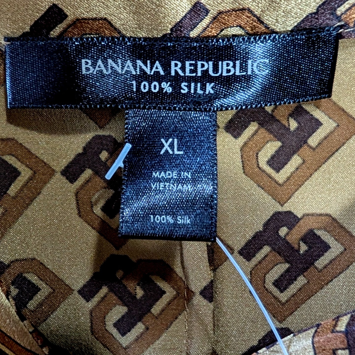 NWT 100% Silk Banana Republic  Monogram Print Shirt Dress | Long Sleeve | XL