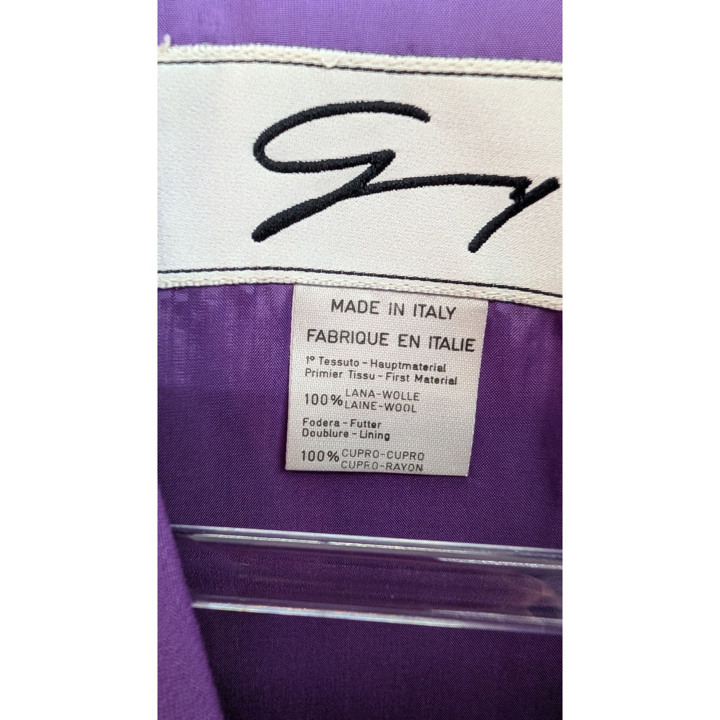 Purple Double Breasted 100% Italian Wool Pantsuit — Mother of Pearl Buttons