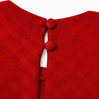 100% Silk Martin Grant Paris  Red Jacquard Sleeveless Dress | Stand Collar | NWT | Made in France