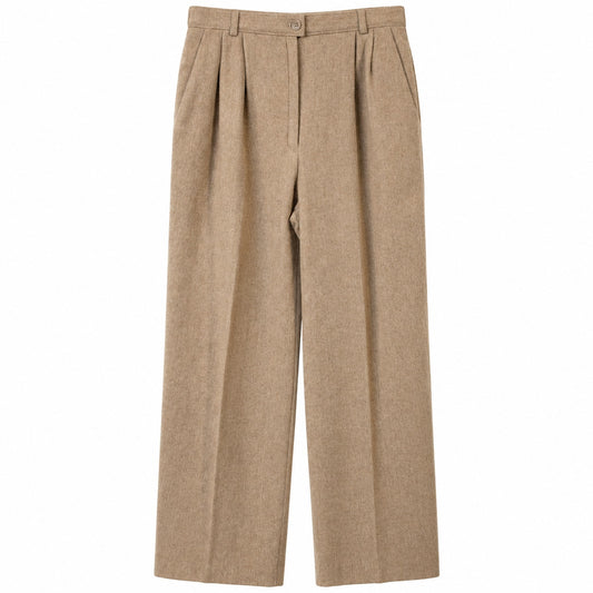 Vintage Pendleton Virgin Wool Pleated Wide Leg Trousers, Camel Tan, Size 10