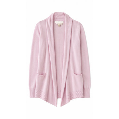 Max Studio 100% 2-Ply Cashmere Open Front Cardigan, Light Pink, Size M