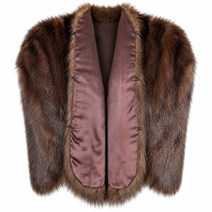 Vintage Root Fur Co Milwaukee Genuine Beaver Fur Cape Brown