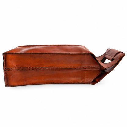 Vintage Genuine Leather Double Wine Bottle Carrier Brown Two Bottle Holder