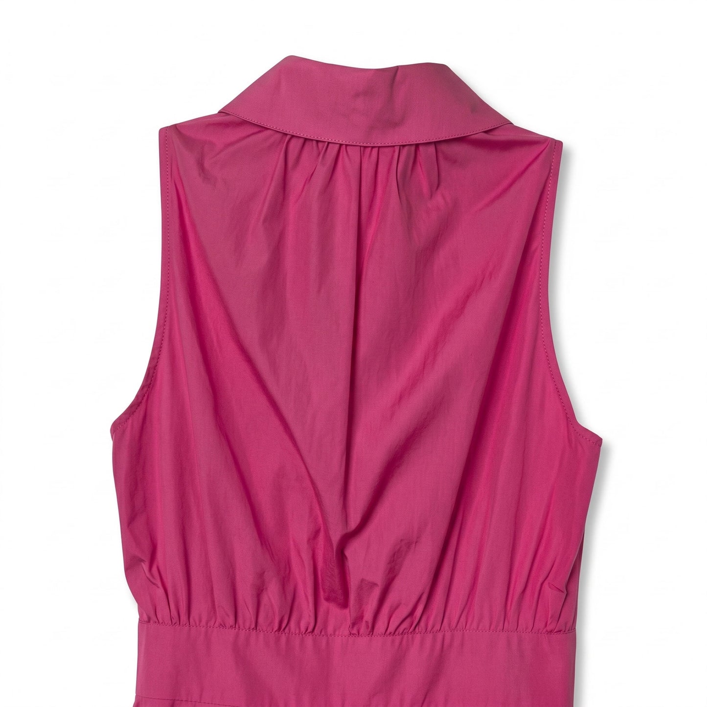 100% Cotton NWT Max Mara Studio Hot Pink Fuchsia Sleeveless A-Line Midi Dress | ADEPTO SS24