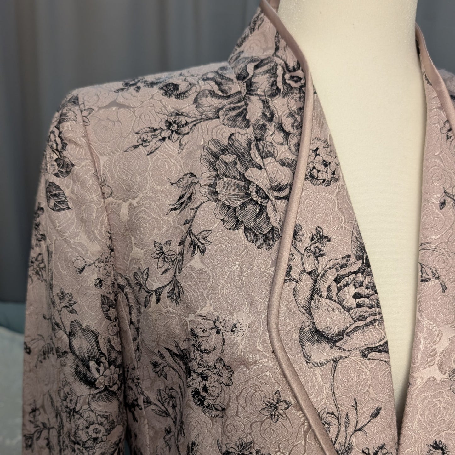 Silk Cotton Floral Blazer Pearly Pink Satin Sheen NWT