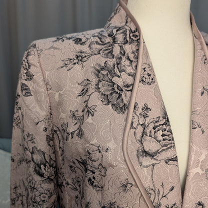 Silk Cotton Floral Blazer Pearly Pink Satin Sheen NWT