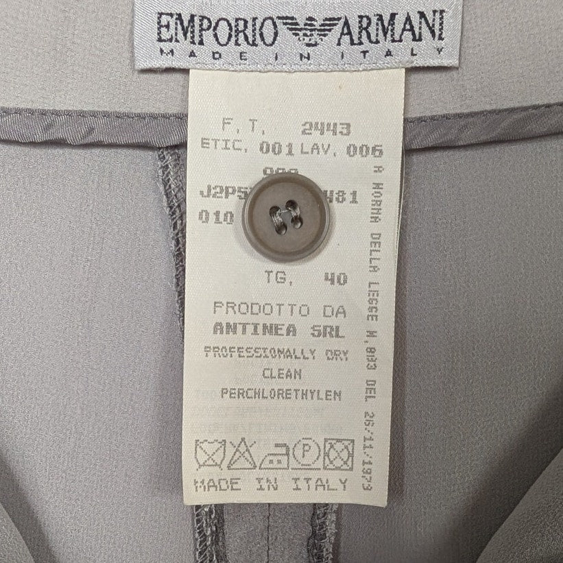 Emporio Armani Wide-Leg Trousers | Gray Taupe Textured  US 4