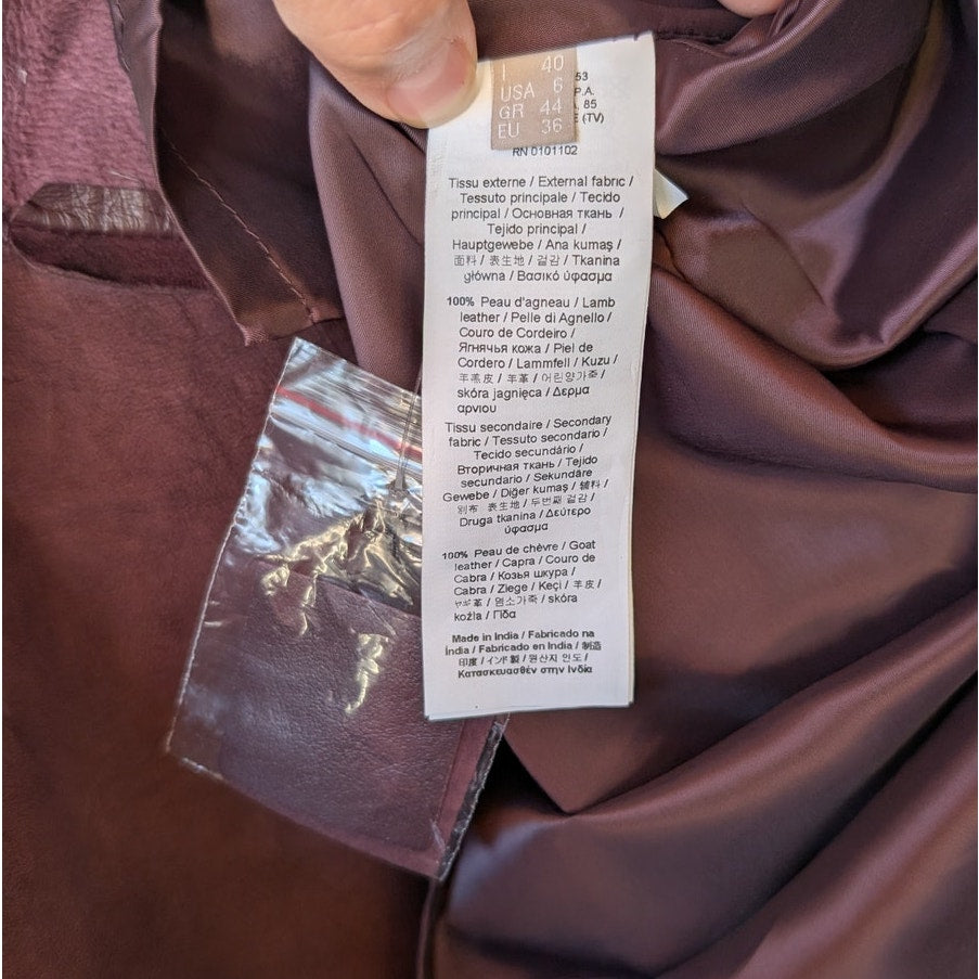 NWT Stefanel Lamb Leather Suede Dress US 6 Burgundy