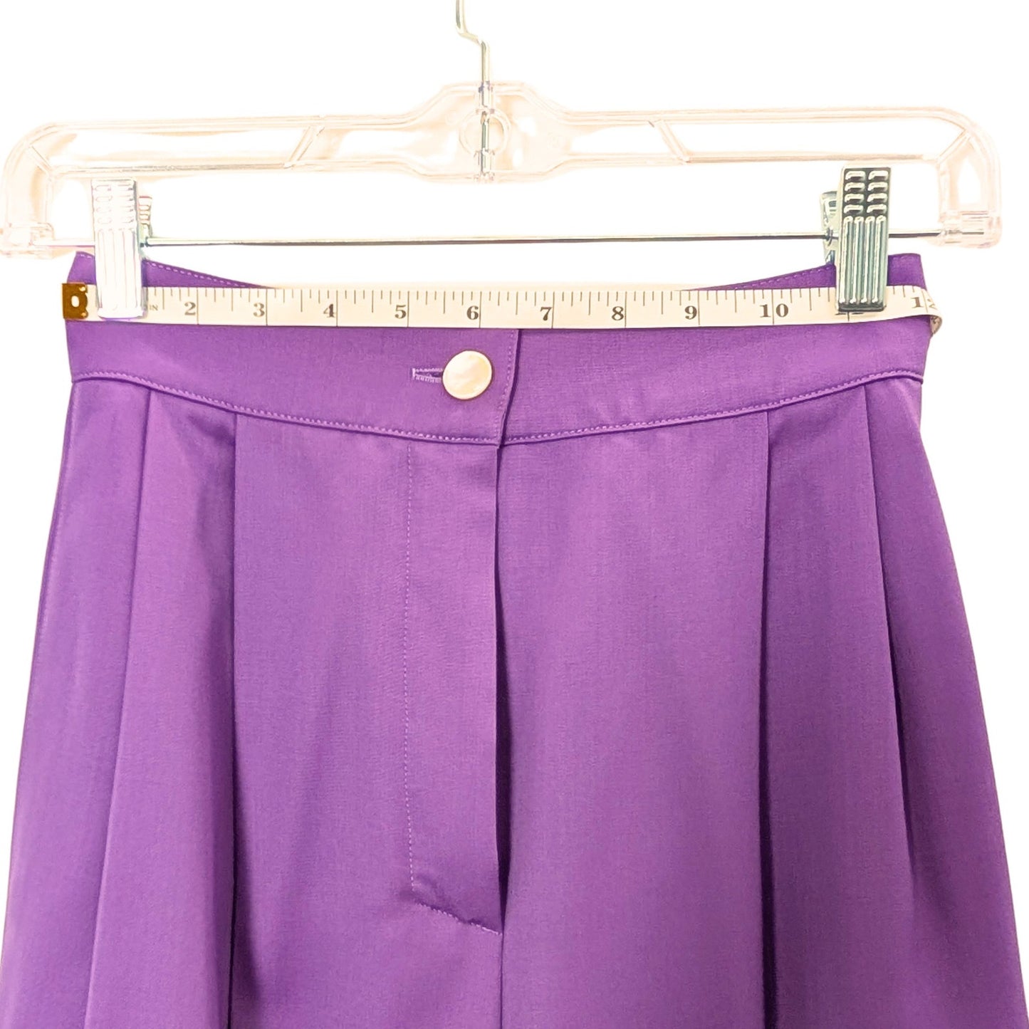 Purple Double Breasted 100% Italian Wool Pantsuit — Mother of Pearl Buttons