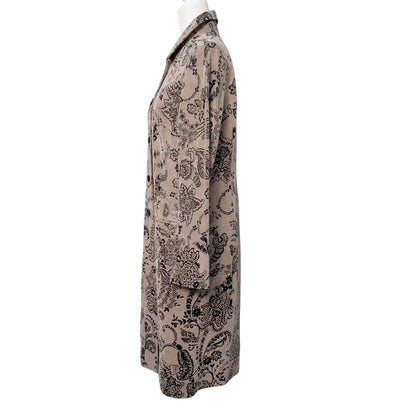Tan Suede Leather Jacket with Black Floral Appliqué