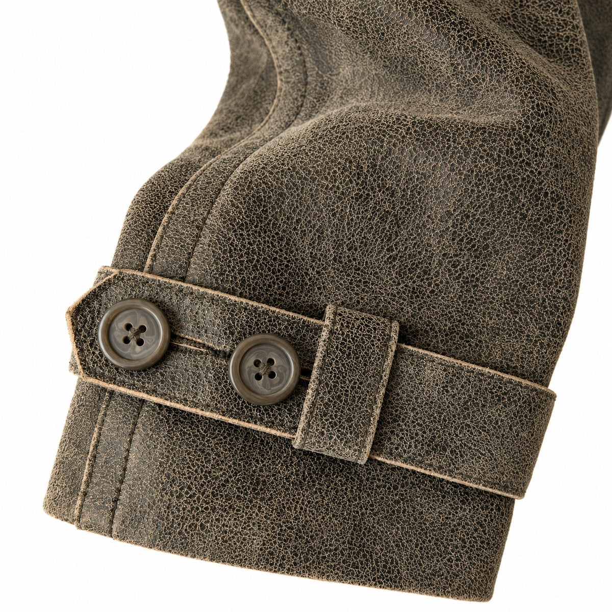 Express Distressed Leather Double Breasted Cropped Jacket Olive Peplum Size S
