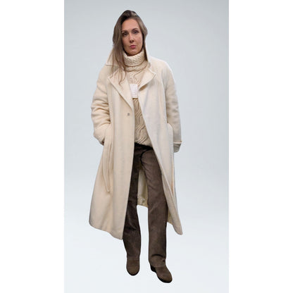 Vintage Windermere Cream Wool A-Line Coat with Detachable Fox Fur Collar